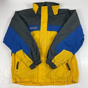 VINTAGE Columbia Jacket Mens Large Yellow Softshell Full Zip Retro Skiing Hiking - Picture 1 of 14
