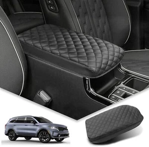 Car Center Console Lid Armrest Cover PU Leather For Kia Sorento 2021-2024 Black - Picture 1 of 7