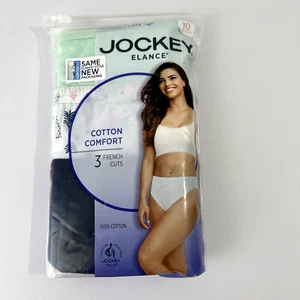 NEW Jockey Womens 3 Pairs French Cut Cotton Panties 10 Multicolor NIP - Picture 1 of 3