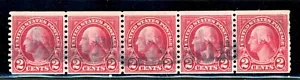 US Scott # 599a - Used - Strip of 5 - CV=$100.00 (20-C172) - Picture 1 of 2