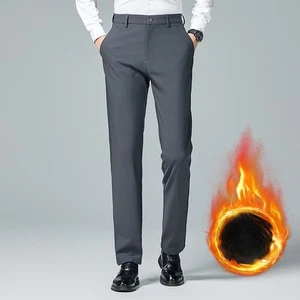 Mens Business Casual Pants Warm Dress Pants Formal Stretch Straight-leg Trousers - Picture 1 of 20