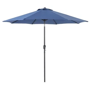 9FT Outdoor Patio Umbrella, Dark Blue, Crank and Tilt - Picture 1 of 6