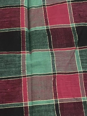 Tela de Navidad a Cuadros Tartán Rojo Verde Metálico Edredón Mezcla de Algodón por Yarda Foto 1 de 4