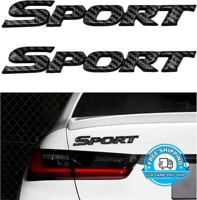 2PCS 3D Sport Emblem Decals Carbon Fiber – Car Bumper Tailgate Fender Stickers - Image 1 of 4