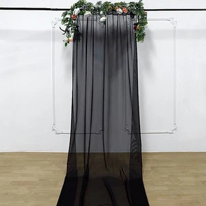 BLACK 5ft x 14ft Premium Chiffon SHEER CURTAIN Window Drape Panel Party Events - Picture 1 of 8