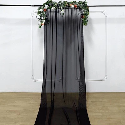 BLACK 5ft x 14ft Premium Chiffon SHEER CURTAIN Window Drape Panel Party Events - Image 1 of 4