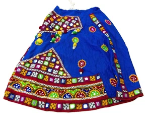 Boho Festival Spiegel Arbeit Rock Indien Blau Bestickt Tribal Gypsy Vintage - Bild 1 von 6