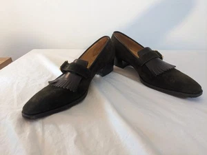 Vintage Women's Gravati Neiman Marcus Suede Shoes With Buckle And Fringe, Narrow - Picture 1 of 8