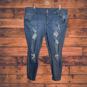 Pantalones de mezclilla ajustados desgastados Indigo Fusion talla 22 - Imagen 1 de 5