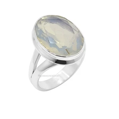 Anillo de piedras preciosas de opalita anillo hecho a mano de plata de ley 925 para mujer joyería regalo” Foto 1 de 4