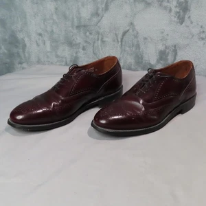 Bostonian Classics scarpe uomo taglia 9 D bordeaux punta alare Oxford pelle brogue - Foto 1 di 15