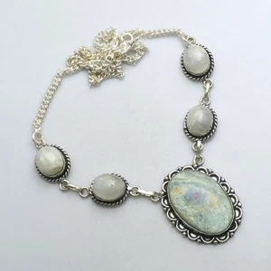 Ruby Zoisite Rainbow Moonstone Gemstone Ethnic Necklace Jewelry 28 Gms AN 12254 - Picture 1 of 1