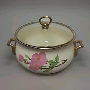 VTG Franciscan Desert Rose 2 Qt Metal Covered Casserole Dish w Handles & Lid EUC - Picture 1 of 12