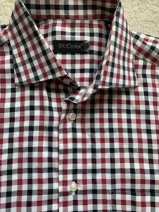 ST CROIX Made in Italy Gingham Print Shirt Size Medium Mens 100% Cotton - Picture 1 of 4