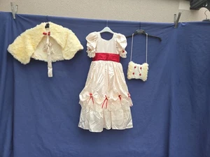 Vintage Girl's Ivory & Red  Formal 1960s Communion Party Dress 7-8 Years 3 Piece - Picture 1 of 22