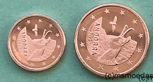 Andorra 1 Cent + 5 Cent Münze Euro 2022 Euromünze coins moedas - Bild 1 von 1
