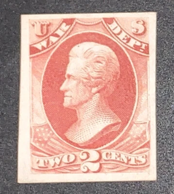 Travelstamps: US Stamps Scott #O84p 2c War Dept. Official Proof on Card - Image 1 of 4