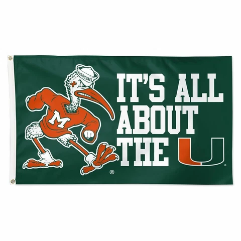 MIAMI HURRICANES IT'S ALL ABOUT THE U 3'X5' DELUXE FLAG NEW WINCRAFT π Cover