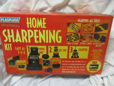 Plasplugs Ultrasharp HomeE Sharpening Kit w/tools, knives,drillbits & VCR video - Image 1 of 4