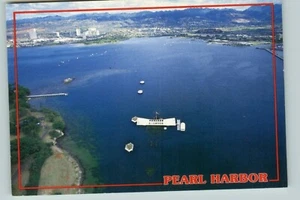 Postcard Pearl Harbor Hawaii USS Arizona Memorial Vintage Aerial View World War - Picture 1 of 2