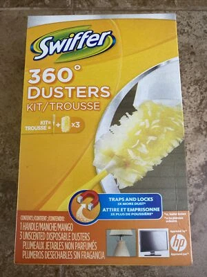 Kit de plumeros Swiffer 360 mango de plástico 1 mango y 3 plumeros/kit sin perfume 1 caja Foto 1 de 3