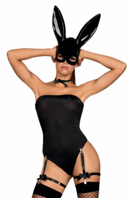 OBSESSIVE Sexy Hase Kostüm Set Outfit 5 Stück Teddy Strümpfe Choker Ohren Maske obsessiv