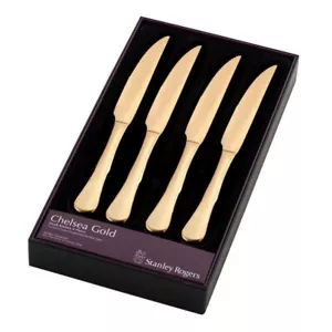 Stanley Rogers 4pc Chelsea Steak Knives Set of 4 Gold - Picture 1 of 4