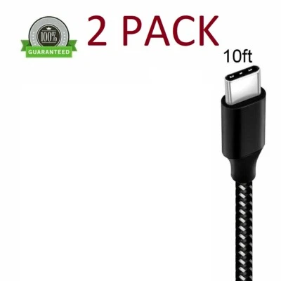 2 Pack Braided USB C Type-C Fast Charging Data SYNC Charger Cable Cord 10FT LONG - Image 1 of 3