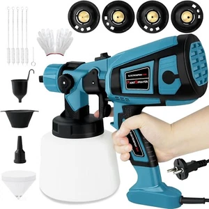 Pistola per Verniciare,800W HVLP Pistola a Spruzzo Elettrica Con Giunti per Puli - Foto 1 di 9