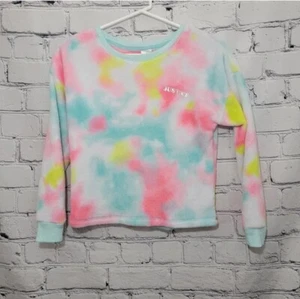 Justice tie dye sleep shirt girls large 10/12 soft long sleeve pajamas - Picture 1 of 5
