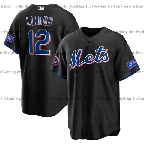 Francisco Lindor #12 Baseball Jersey 2023 Season Black  Fan Mets All Size Print Cover