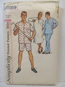 Simplicity Pattern 5039 Mens Pajamas Nightshirt Size Medium Cut Complete Vintage - Foto 1 di 10