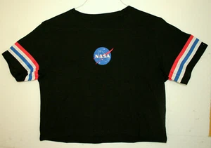 Space NASA Logo Half Black T-Shirt New Womens LG - Picture 1 of 3