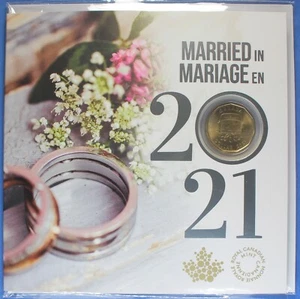 Canada 2021 - Wedding / Marriage Gift Set - Special Wedding Car Loonie ($1) - Picture 1 of 1