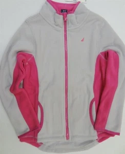 Nautica Girls' Nautex Fleece Jacket L 7 Grey/Pink 35G05A - Picture 1 of 2