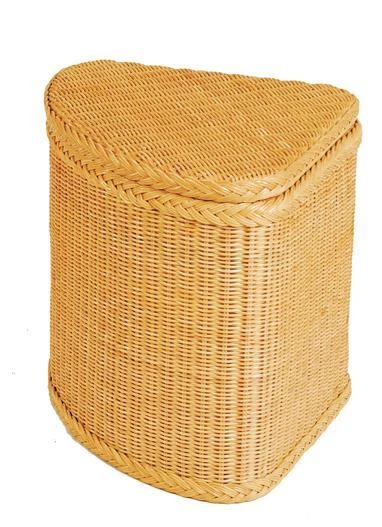 Rattan Wäschekorb Wäschetruhe stabiler Deckel  Wäschesammler (Honig, Eckform) - Bild 1 von 1