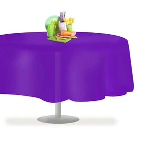 Purple 12 Pack Premium Disposable Plastic Tablecloth 84" Inch Decorative Roun... - Picture 1 of 6