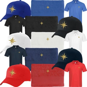 Poloshirt + Basecap + Duschtuch bestickt Kompassrose Kapitänsmütze Geschenk Boot - Bild 1 von 7