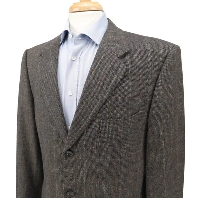 Casaco esportivo Ermenegildo Zegna lã cashmere flanela cinza marrom 3 BTN 42L - Imagem 1 de 4