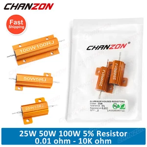 2 pz 25 W 50 W 100 W Watt custodia in metallo alloggiata in alluminio resistenza a filo 0,01-1 KOhm - Foto 1 di 52