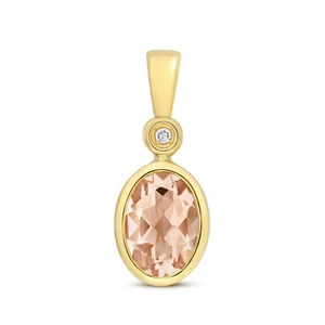 Elegant 9k Gold Women Diamond Pendant with Morganite - 16mm*6mm 201127U - Picture 1 of 1