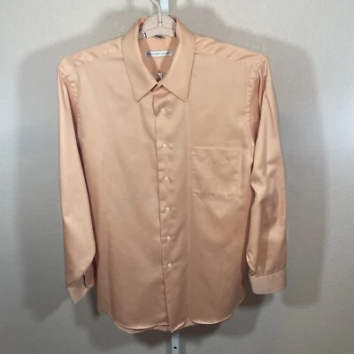 Camisa Geoffrey Beene Para Hombres 16.5 34/35 Melocotón Vestido Sin Arrugas Mezcla Algodón Suave Foto 1 de 4