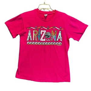 1990s ARIZONA Hanes Beefy T T-shirt Pink Single Stitch Adult M Cotton USA Snake - Picture 1 of 9