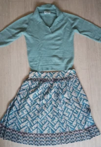 Never worn, Jigsaw women's 100% silk skirt in turquoise ikat print size 8 - Picture 1 of 9
