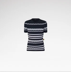 NWT Louis Vuitton Navy/White Scallop Striped Ribbed-Knit Sweater Size S - Picture 1 of 17