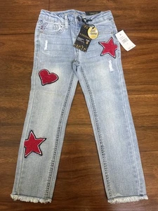 Vigoss The Austin Ankle Skinny Jeans Girls Size 5 with Stars and Heart - Picture 1 of 17