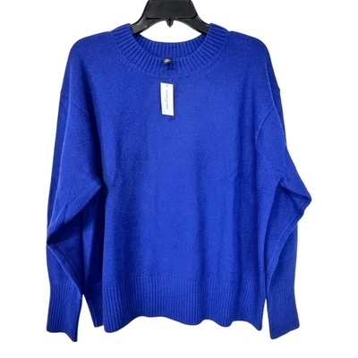 Suéter novo com etiquetas Banana Republic azul royal gola redonda bainha com nervuras mistura de lã algodão GG - Imagem 1 de 4