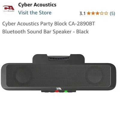 NEW Cyber Acoustics USB Computer Speaker Bar (Black) MODEL CA-2890 - Image 1 of 4