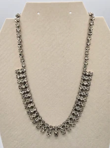 Vintage Fringe Rhinestone 16" Choker Necklace marked Czechoslovakia - Picture 1 of 6