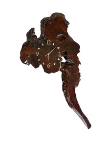 Redwood Tree Handmade Wall Clock One Of A Kind With Turquoise - Picture 1 of 10